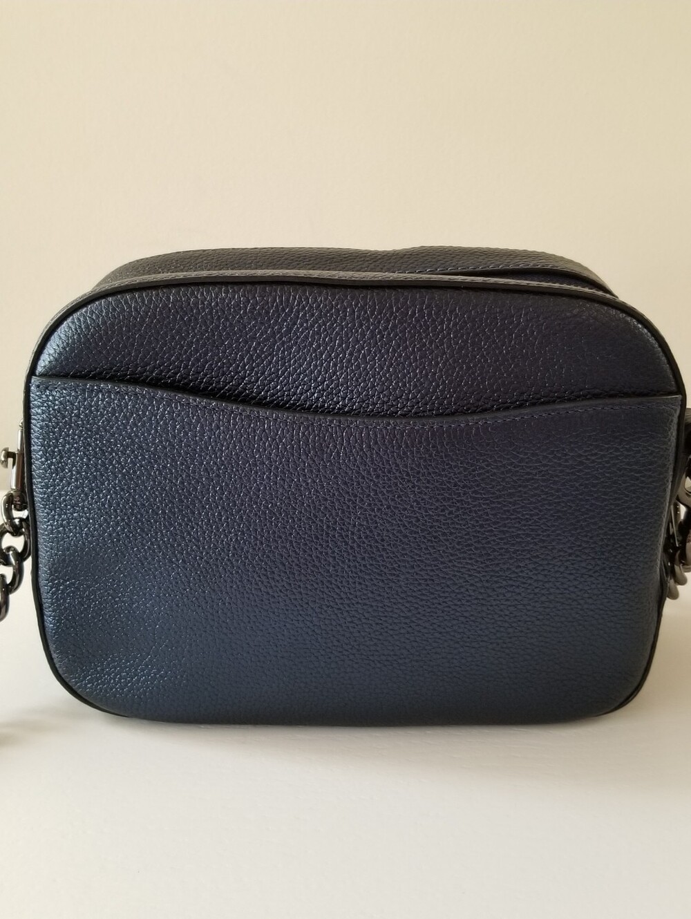 Coach Metallic Blue Camera Bag Pebbled Leather - Picture 3 of 15